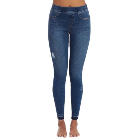 SPANX Distressed Ankle Skinny Jeans in Medium Wash  #20203R - Picture 1 of 10